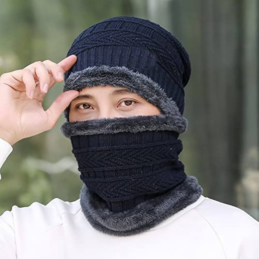 Beanie Cap-Wool cap with neck warmer for men women| Winter cap for Unisex